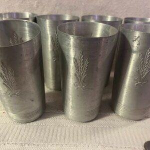 Vtg WestBend Aluminum Co. Aluminum Tumbler/ Wheat Pattern - Set of 7